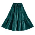 thumbnail image 5 of Ihhxva Pleated Skirt for Women Velvet Tiered Long Drawstring Maxi Elastic Waist Winter Holiday Gathering S-2XL, 5 of 9