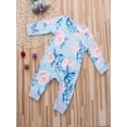 thumbnail image 3 of Baby Girls Newborn Infant Toddler Long Sleeve Blue Floral Romper Bodysuit Jumpsuit + Headband Clothes 2Pcs Outfit Set, 3 of 5