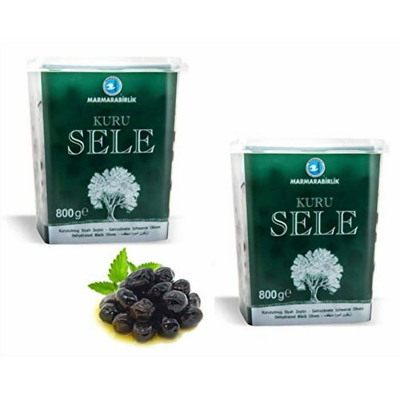 Marmarabirlik Turkish Naturally Dehydrated Black Olives - 815g - Pack of 2 Tubs New ! زيتون أسود تركي - عطون أسود