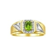 thumbnail image 1 of RYLOS Men's Rings 14K Yellow Gold Classic 7X5MM Oval Gemstone & Diamond Ring Peridot August Birthstone Rings For Men Size 9, 1 of 7