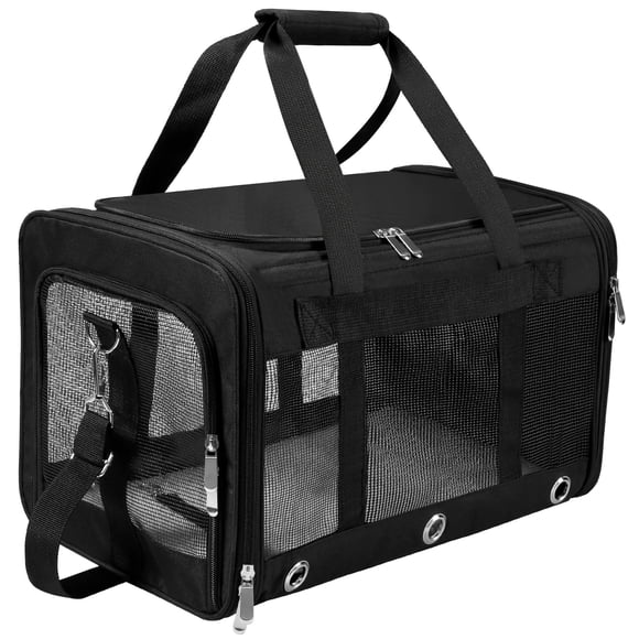 Transportín para mascotas SWUVVI, plegable por lados suaves, para gatos y perros, color negro