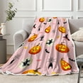 thumbnail image 3 of Halloween Blankets Fall Orange Pumpkin Spider Webs Black Bat Candy and Witch Throw Blanket Halloween Decor Super Soft Flannel Throw Blanket for Bedding Sofa Chair and Travel Decorations, 3 of 5