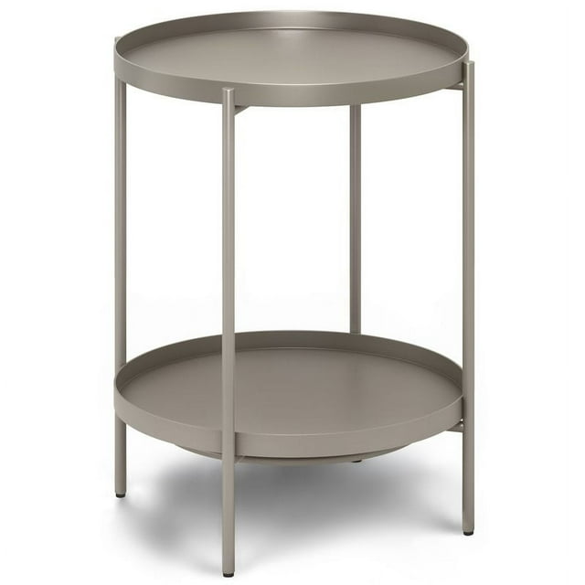 Simpli Home Monet Industrial 17 " Metal Metal End Table in Warm Gray
