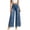 Blue, variant on Women's Floral Lace Patchwork Wide Leg Denim Jeans High Waist Hollow Side Cutout Scalloped Hem Blue S