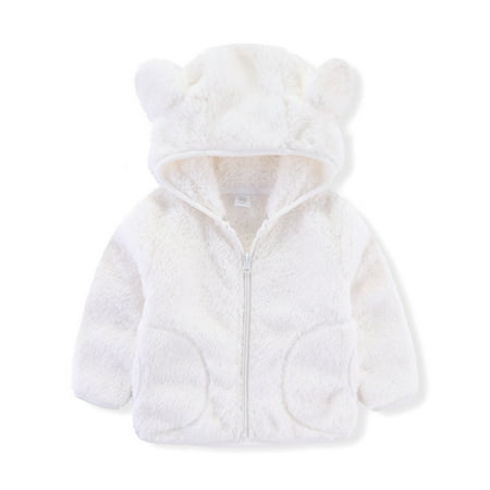 

New Year s Deals!Tuscom Toddler Baby Winter Jacket 3D Bear Ears Hoodie Coat Faux Fur Fleece Fuzzy Sherpa Thicken Warm Outwear for Girls Boys