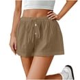 thumbnail image 3 of Clearance Sales Today Sales Prime! lcziwo Solid Shorts for Women Drawstring High Waisted Wide Leg Shorts Comfy Lightweight Casual Summer Beach Shorts with Pockets Khaki S, 3 of 9
