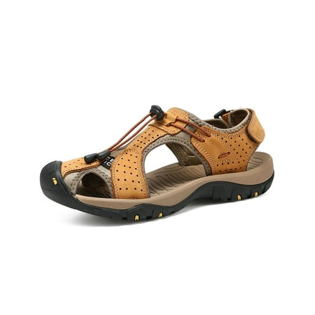 

UKAP Mens Sandals Sport Hiking Sandal Non-slip Beach Shoe Waterproof Quick Dry Casual Shoes Men Closed Toe Flexible Gold 10.5