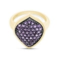 thumbnail image 3 of 1.60 CT Round Cut African Violet Amethyst Leaf Frame Engagement Ring In 14K Yellow Gold Plated Sterling Silver (Color: Violet, Clarity: VVS1-VVS2, 1.60 Cttw) -7, 3 of 8