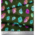 thumbnail image 2 of Soimoi Green Rayon Crepe Fabric Crystal Stone Geometric Printed Fabric 1 Yard 46 Inch Wide, 2 of 3
