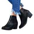 thumbnail image 6 of Tejiojio Clearance Woman Winter Plus Size Leather Boots High Heeled Thick Heel Sequined Booties Ladies Short Boots, 6 of 8