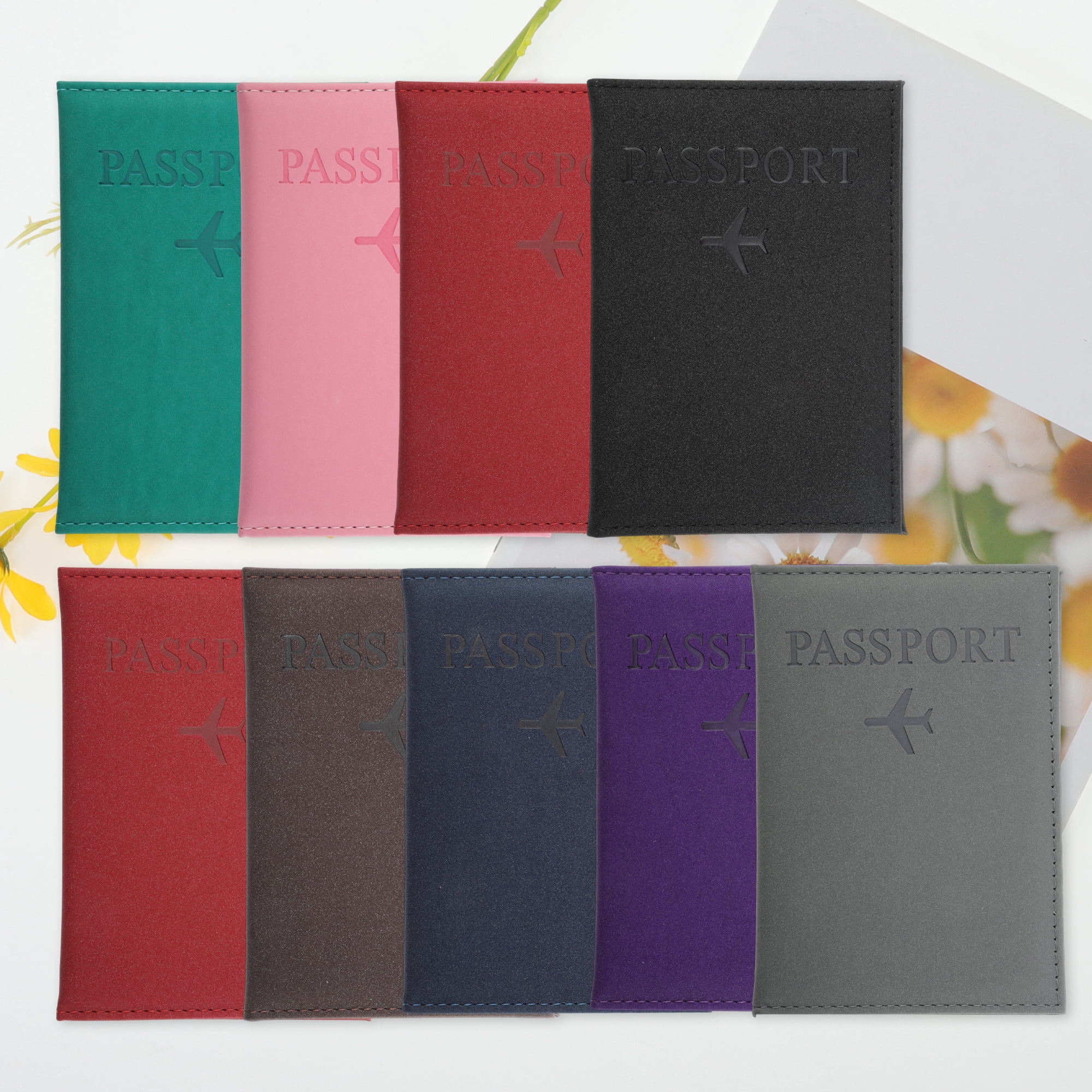 Unique Bargains Letter Airplane Pattern Passport Holder 1 Pc Black
