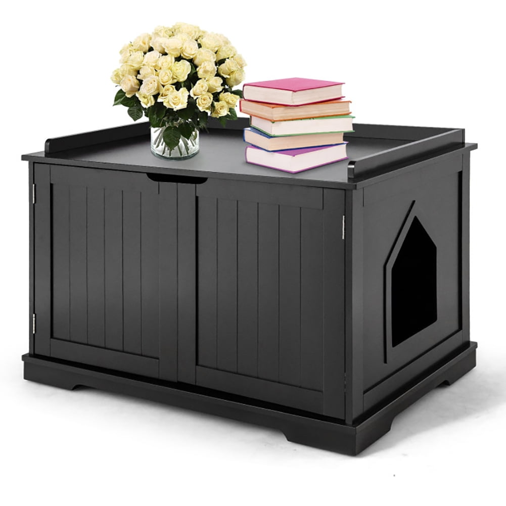 Feandrea Large Enclosed Cat Litter Box Cabinet Hideaway Rustic Brown Indoor Furniture Walmart