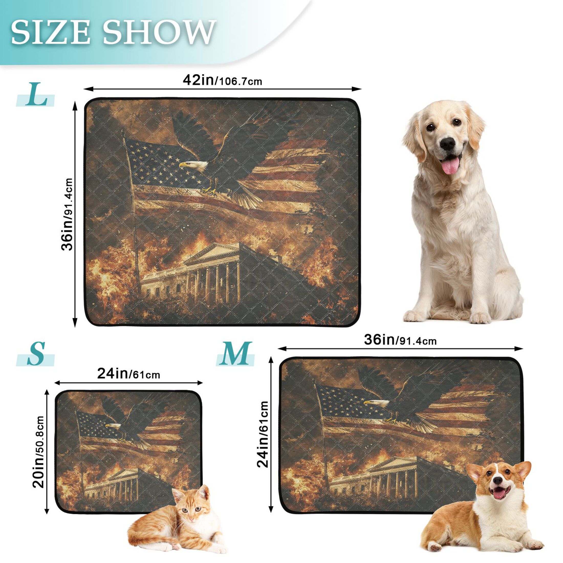 Qxltty White House War Cat litter Pads Pet Set of 3 Diaper Mats Center Anti-leakage Layer Absorbent Soft and Comfortable