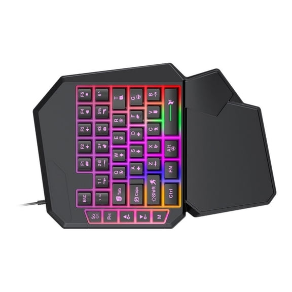 Tizuqe One Hand Gaming Keyboards And Mouse 40Keys USB Cord RGBs Backlit Ergonomic Wrist Support Mechanical Feedback