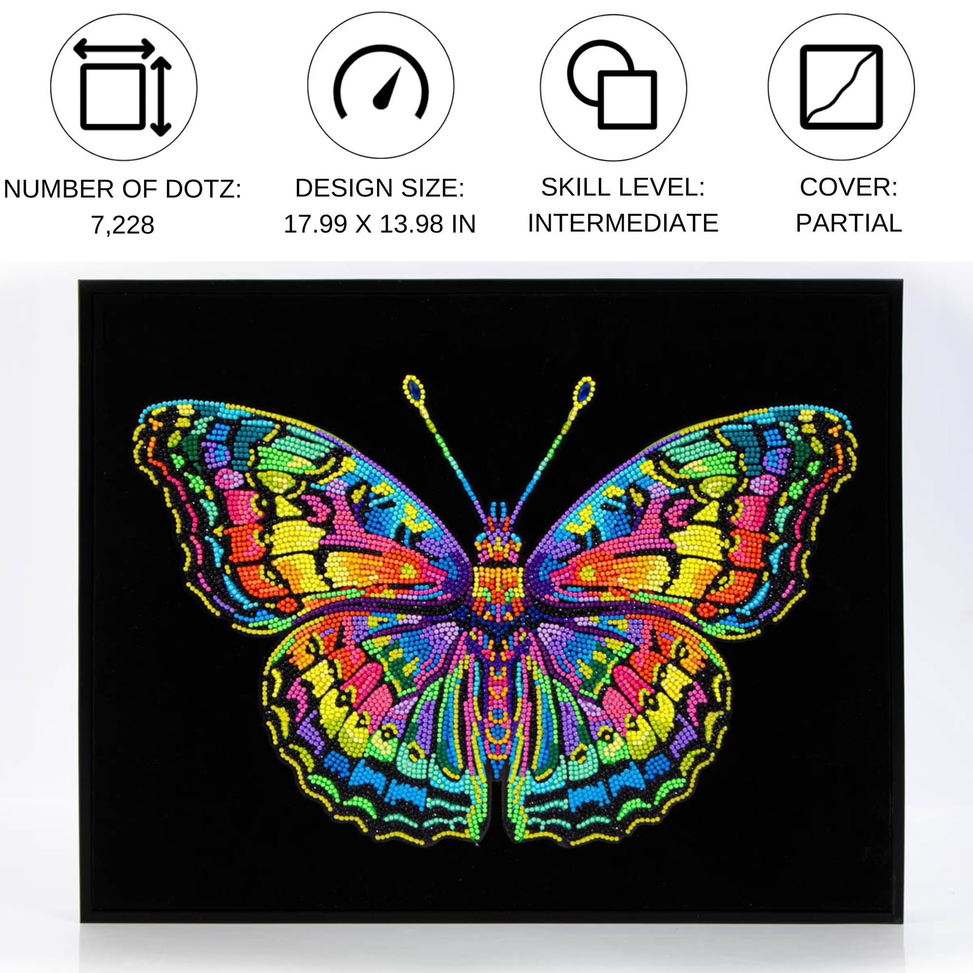 Diamond Dotz Neon Flock Butterfly Diamond Painting Kits for Adults - Colorful Diamond Art Kits a Relaxing Creative Craft Kit with Dotz Gems 14x18