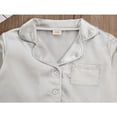 thumbnail image 4 of Ensemble de Pyjamas en Satin de Soie pour Enfants 2 Pcs Unisexes Haut à Manches Longues Col Rabattu Pantalon Taille Élastique, 4 of 7