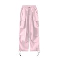 thumbnail image 3 of Womens Baggy Cargo Pants Streetwear Hop Joggers Sweatpants Drawstring Casual Loose Solid Color Wide Leg Trousers Women Yoga Pants Ladies Athletic Pants Fall Work Clothes for Women plus Size Womens, 3 of 3
