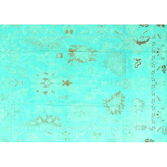 Ahgly Company Indoor Rectangle Oriental Turquoise Blue Traditional Area Rugs, 3' x 5'