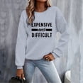 thumbnail image 2 of Sweatshirt for Women Casual Long Sleeve Crewneck Letter Printed Loose Womens Tops,Light Gray,XL, 2 of 7