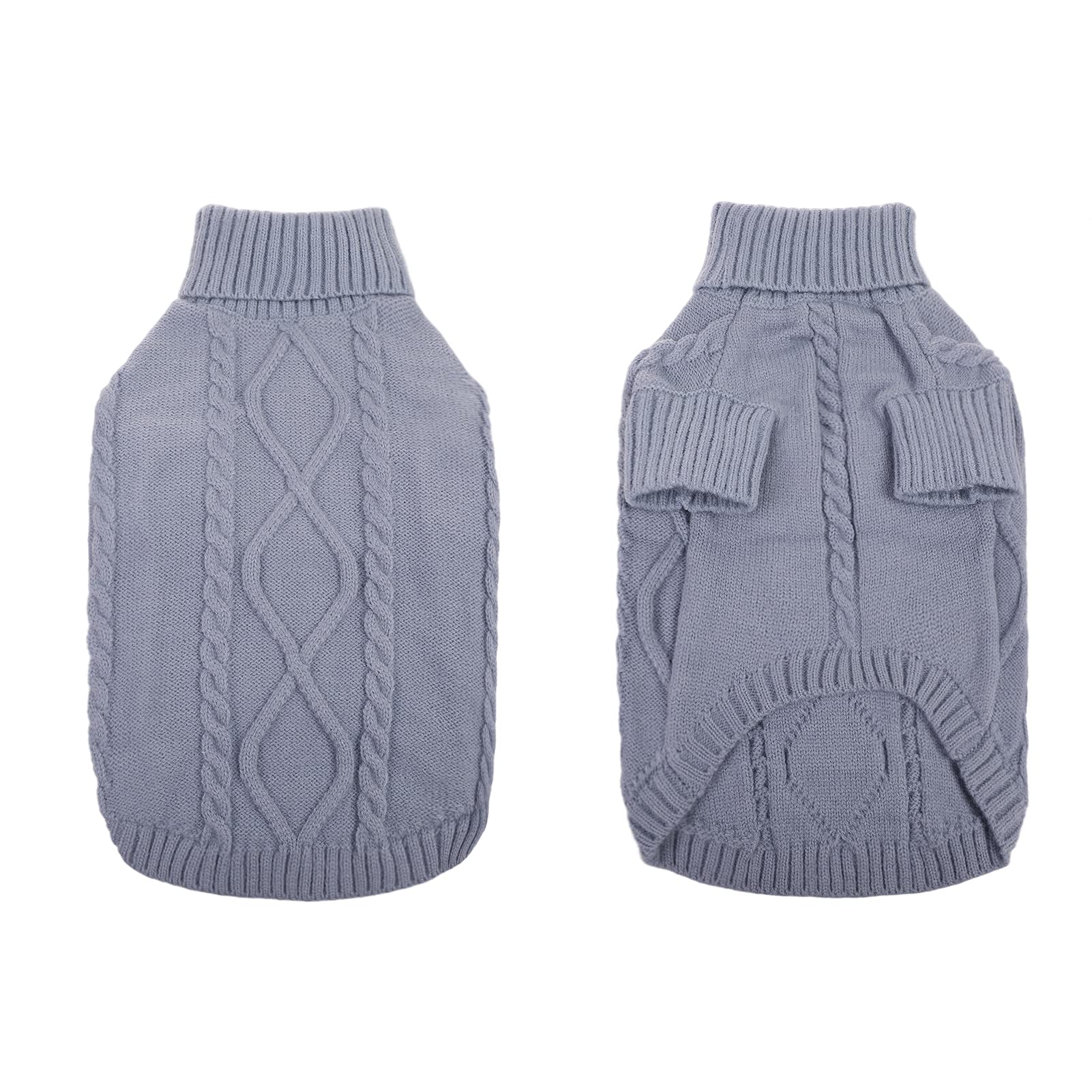 PayUSD Small Dog Pullover Sweater, Cold Weather Cable Knitwear, Classic Turtleneck Thick Warm Clothes for Chihuahua, Bulldog, Dachshund, Pug, Yorkie