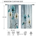 thumbnail image 6 of Teal Floral Curtain 42W X 63L Inch 2 Panels Rod Pocket Turquoise Aqua Flower Wooden Daisy Rustic Country Retro Teal and White Leaves Butterfly Vintage Window Drapes Treatment Living Room Bedroom Decor, 6 of 6
