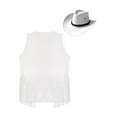 thumbnail image 5 of Oyolan Womens Hippie Costume Set 70s Cowgirl Sleeveless Tassels Fringed Vest Cardigan with Wide Brim White L, 5 of 7