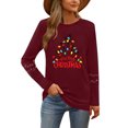 thumbnail image 4 of Christmas Tree Shirt Women Christmas Embroidered Trees Long Sleeve Shirts Gift Xmas Graphic Tee Tops, 4 of 7