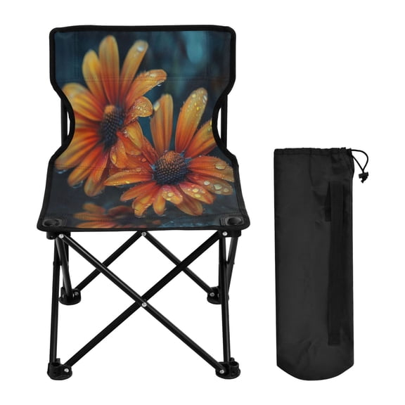 BZSMCE Camping Chairs Modern Orning Dew on Orange Blooms Pattern Folding chair