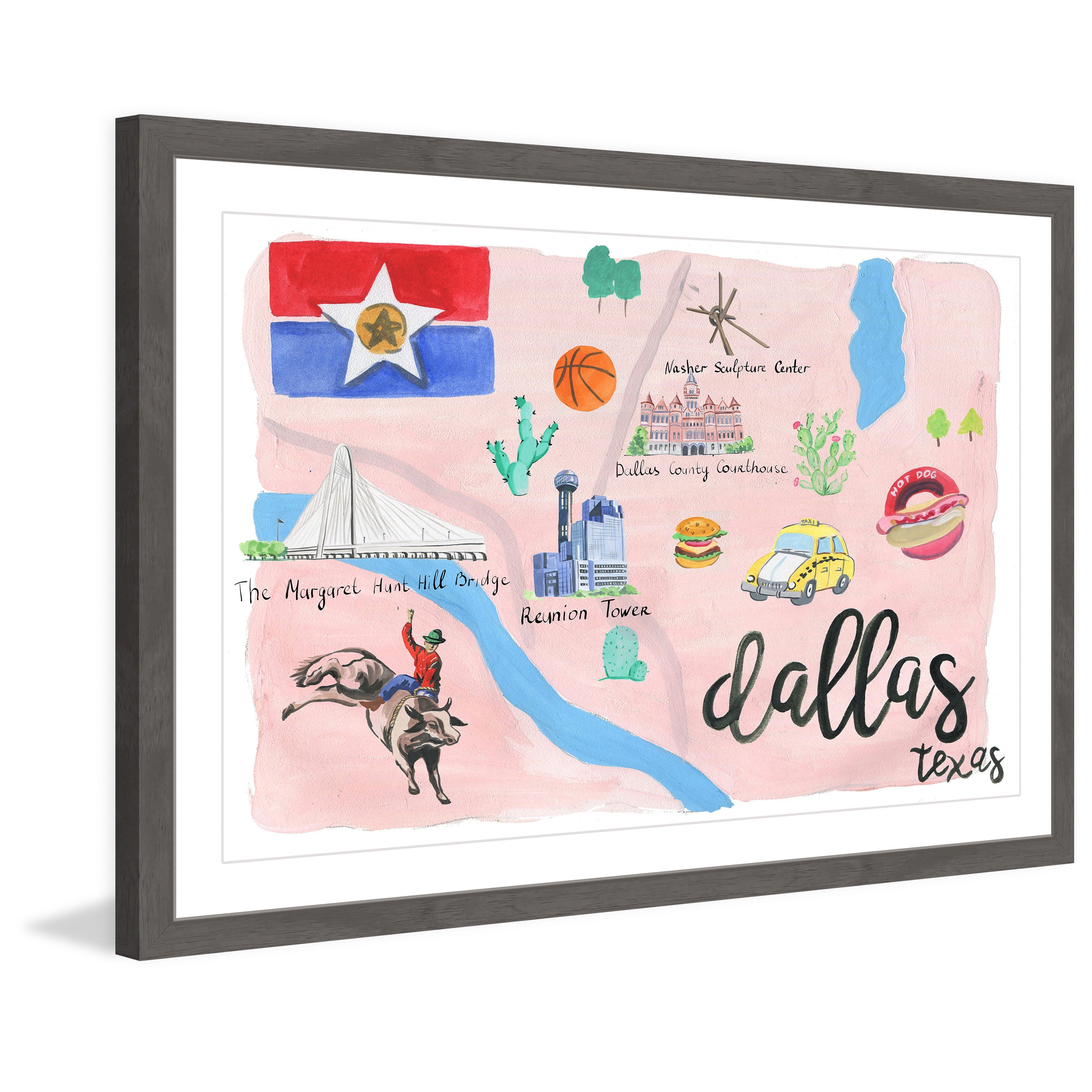 "Lively Dallas" Framed Painting Print