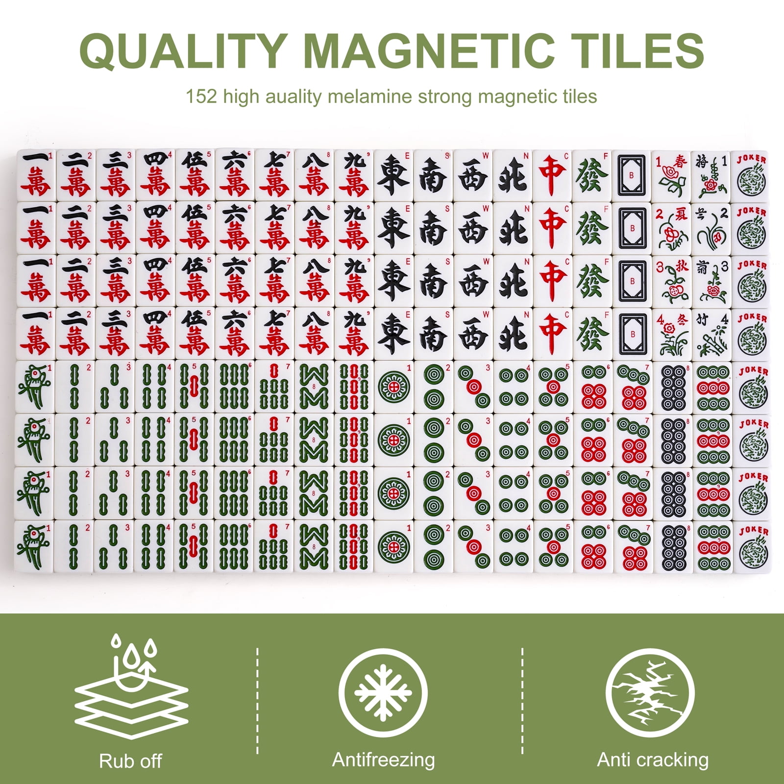EDILLY Automatic Mahjong Table Foldable 44mm Tiles with Wheel with 2 Sets of Numbered Tiles (Blue & Green) Suitable for 152 Tiles Chinese, Filipino and American Style Mah Jong