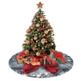 thumbnail image 5 of Christmas Tree Skirt 48" Shiny silver starry Christmas with red bow tie (2) Xmas Tree Skirts Mat for New Year Holiday Christmas Party Decorations, 5 of 5