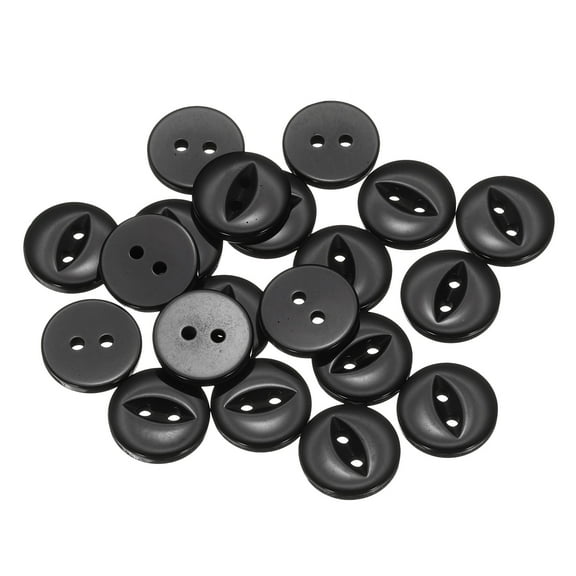 Uxcell 20pcs 24L Black Round Sewing Buttons 15mm 5/8" Resin 2-Hole Fish Eye Craft Replacement Button