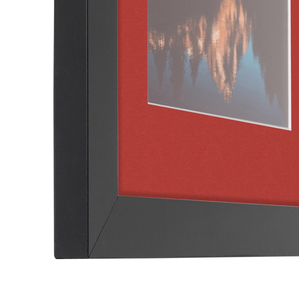 ArtToFrames 16x22 Matted Picture Frame with 12x18 Single Mat Photo Opening Framed in 1.25 Satin Black and 2 Deep Red Mat (FWM-3926-16x22)