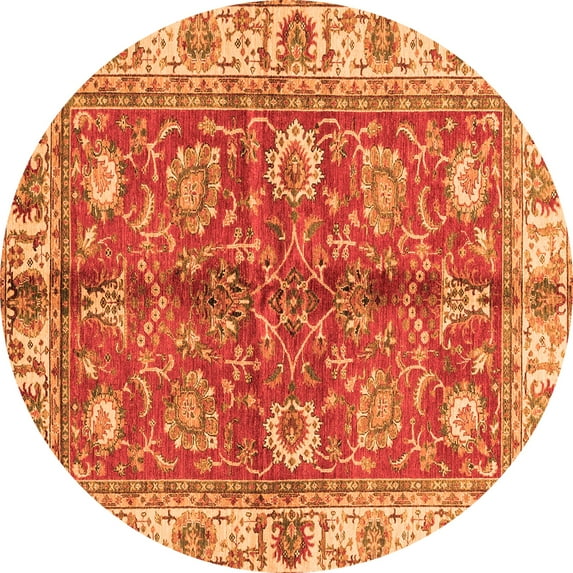 Ahgly Company Indoor Round Abstract Orange Modern Area Rugs, 5' Round