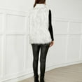 thumbnail image 7 of Oplxuo Women's Faux Fur Vest Coat Lapel Button Down Elegant Sleeveless Jacket Outerwear Fuffy Soft Winter Waistcoat, 7 of 7