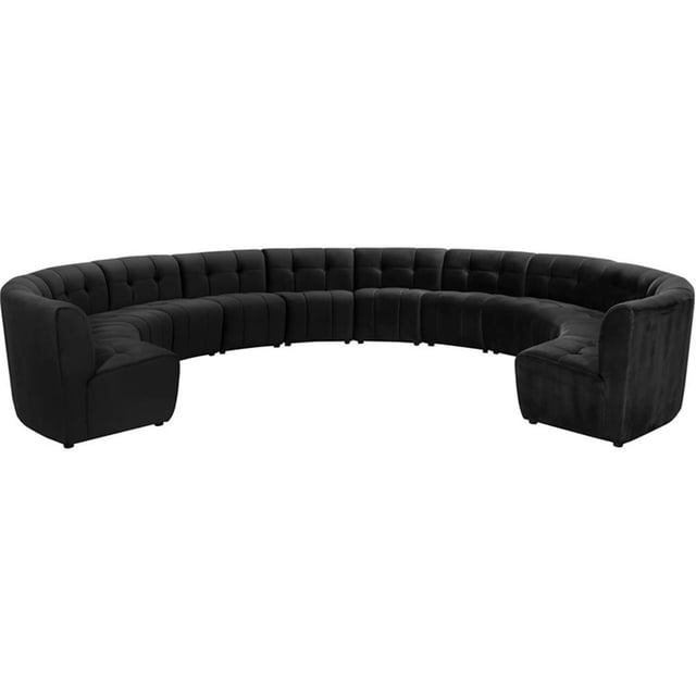 Meridian Furniture Sectionnel Modulaire 12 Pcs en Velours Noir Limitless