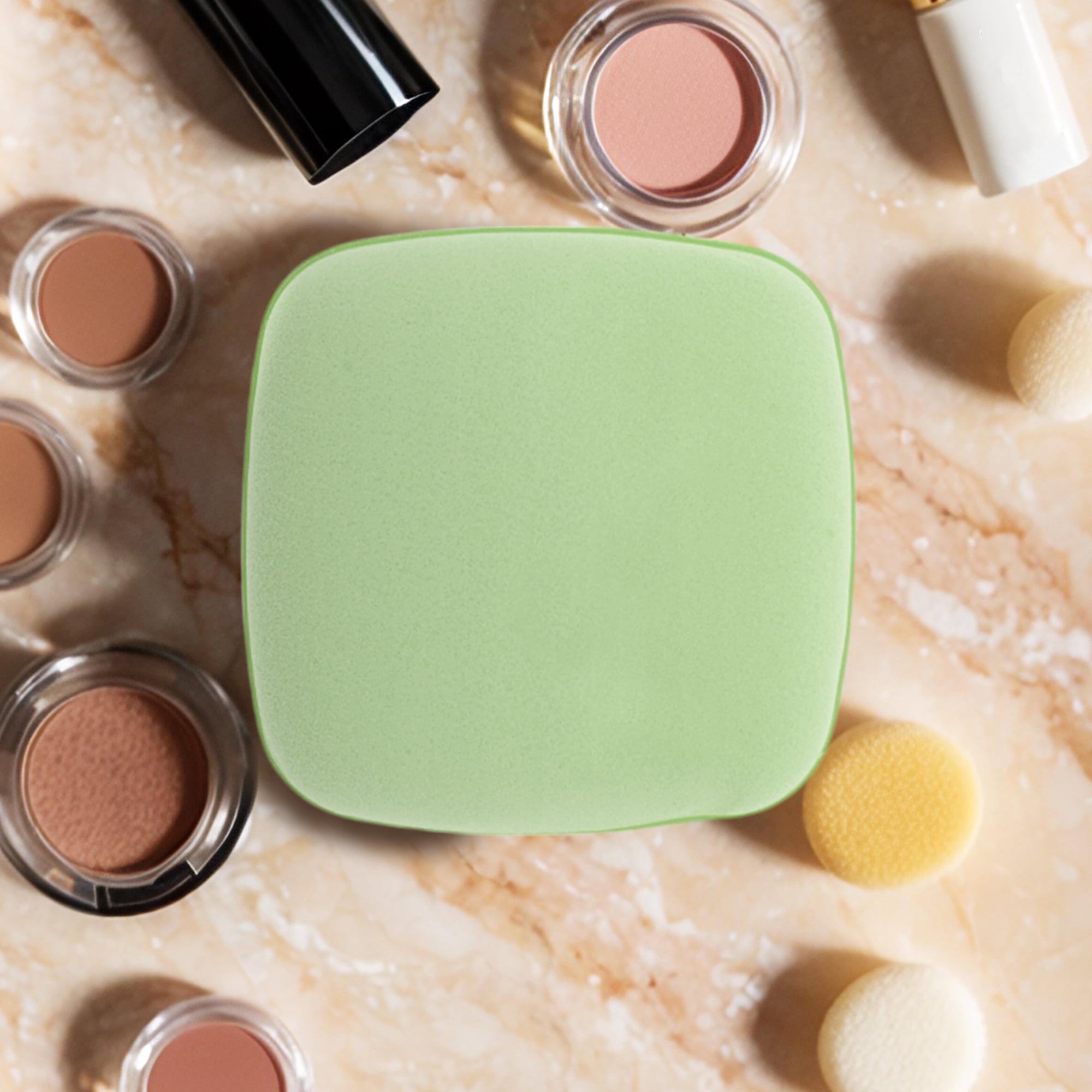 Unique Bargains 5 Pcs Square Face Makeup Sponge for Travel Green