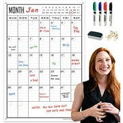 Large Dry Erase Calendar For Wall Monthly,24x36 Inch Big Vertical Blank White Board Calendar Fit to Narrow Wall,Giant Laminated Erasable 30 Day Schedule Planner Poster for Family,Office,Classroom