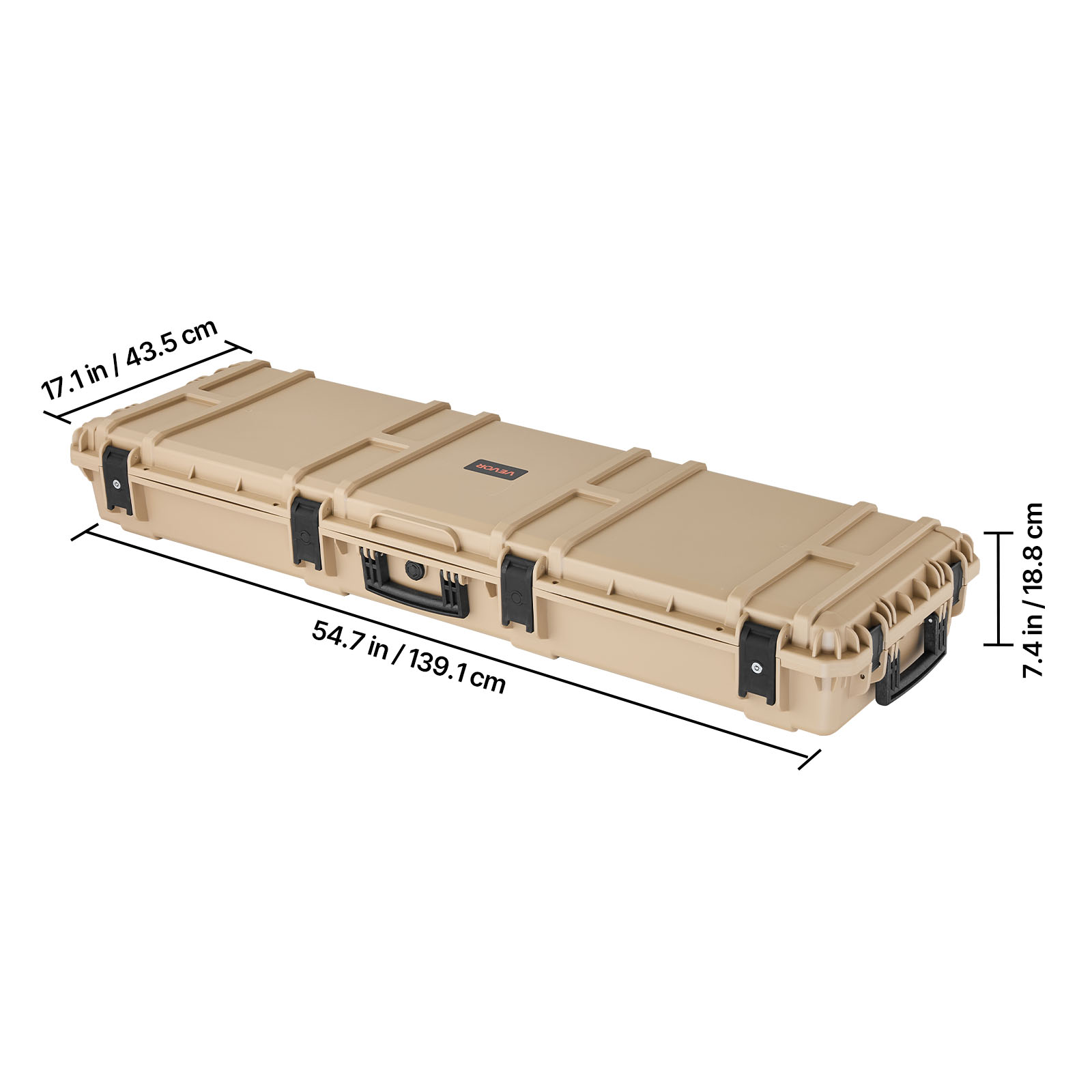 VEVOR Hard Rifle Case, Lockable Rifle Case with Pre-cut Foams, 52 in Gun Storage with Wheels, Heavy Duty IP67 Waterproof & Dustproof Pistol Storage Cases for Rifles, Shotguns, Airsoft Guns, Khaki