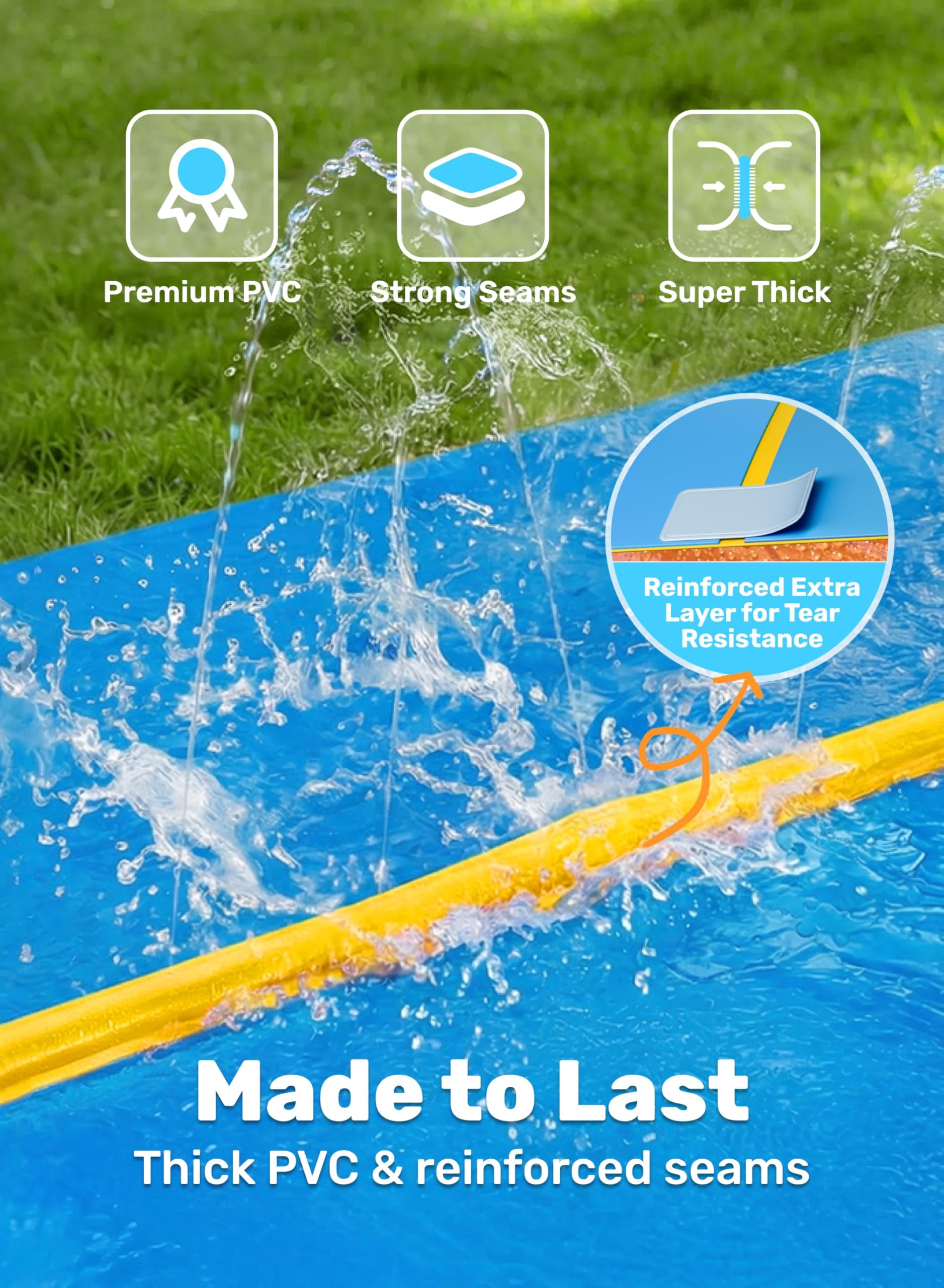 30ft x 6ft Lawn Water Slide with Built-in Sprinkler and Inflatable Boards
