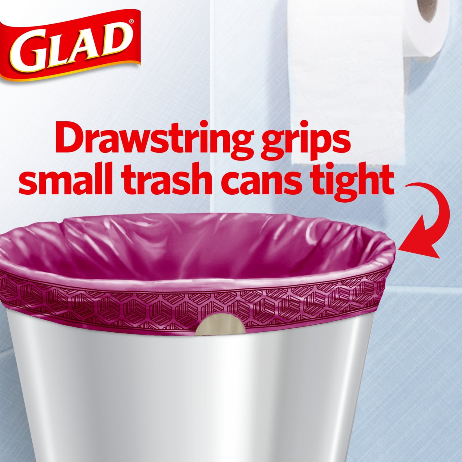  Glad OdorShield Small Drawstring Trash Bags, 4 Gallon Trash Bag,  Febreze Cherry Blossom, 80 Count (Package May Vary) : Health & Household