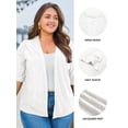 thumbnail image 3 of DOKOTOO Women Plus Size Cardigans Hollow Out Summer Kimonos Open Front Knitted Cardigan Tops White M US8-10, 3 of 11