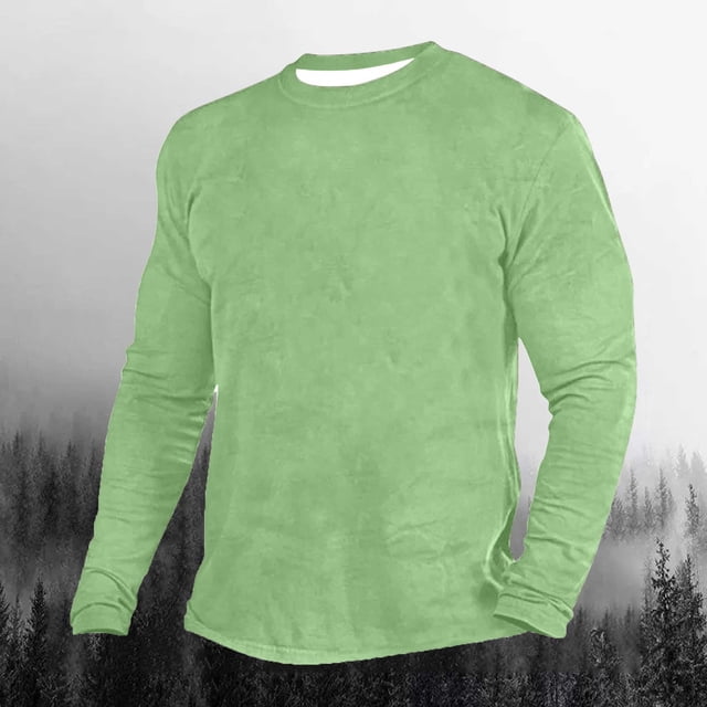 pstuiky camisas de manga larga para hombre, Camiseta de manga larga para hombre con cuello redondo y color liso. top de hombre xxxxl