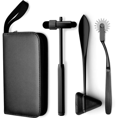 DH-3694 Reflex Hammer Set – 3-Piece Neurological Diagnostic Kit with Neuro Buck Hammer, Taylor Reflex Hammer, Wartenberg Wheel & Carrying Case Included