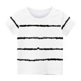 thumbnail image 2 of LNWUY Kids Boys Girls Casual Striped T-Shirts Loose Fit Cute Summer Short Sleeve Crewneck Basic Tees Tops Trendy Holiday Vacation Beach Shirts White 5-6 Years, 2 of 6