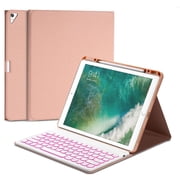 HPZZ Keyboard Case Compatible with iPad Pro 12.9 Inch (1st / 2nd Generation) with Pencil Holder, Smart Tablet Cover with 7 Color Backlit Detachable Wireless Keyboard
