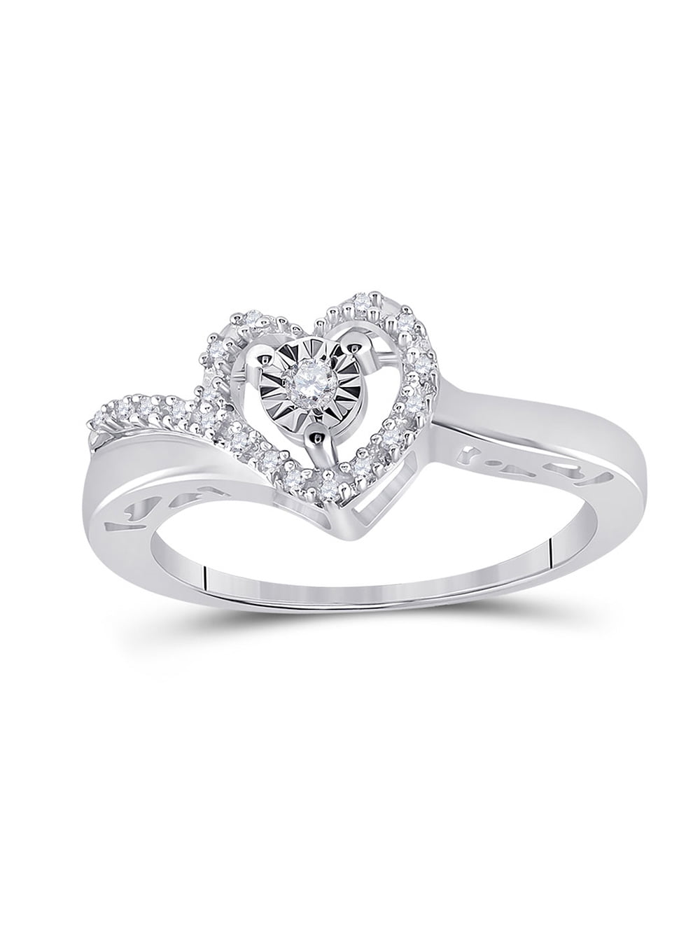 Sterling Silver 1/5ct TDW Diamond Heart Promise Ring 