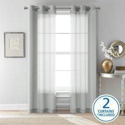 Ensemble de 2 panneaux de rideaux transparents Mainstays Windowpane, Blanc, 38" L x 84" H
