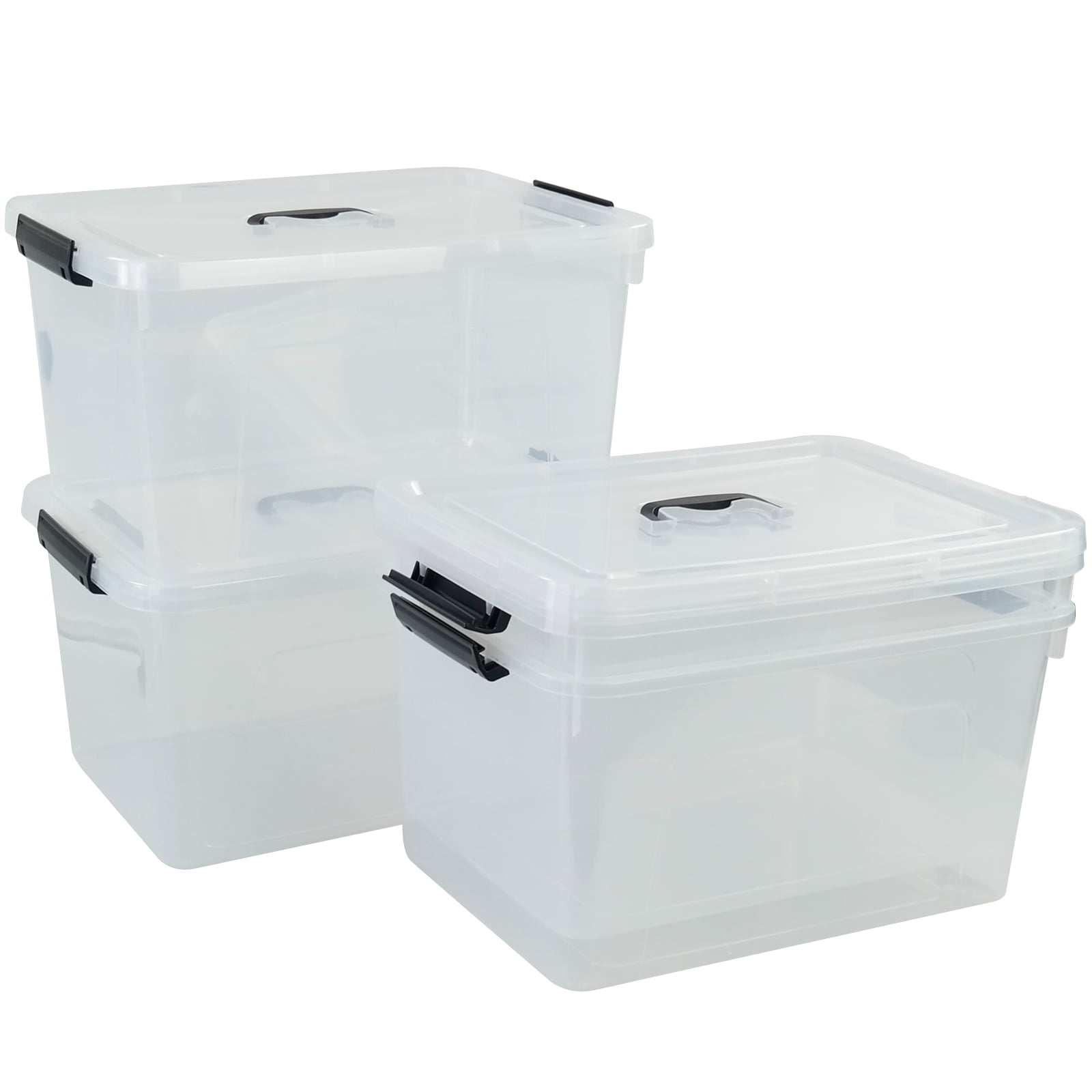 Anbers 17.5 Qt Large Plastic Storage Bins with Lids, 4 Packs Latching