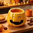 thumbnail image 4 of Halloween Ceramic Pumpkin Mug Set of 4 Carved Grinning Face Coffee Cup Fall Decor for Halloween and Fall, 4 of 6